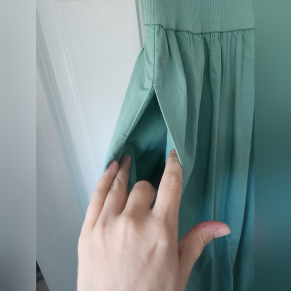 J. Crew Mixed Media Sleeveless Green Midi Dress Size M - Picture 4 of 5